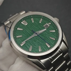 Boîtier NH35, ensemble de boîtier GS, aiguilles de montre premium, boîtier de plongée 39,5 mm, cadran texture bois de bouleau blanc, aiguilles polies de haute qualité 1